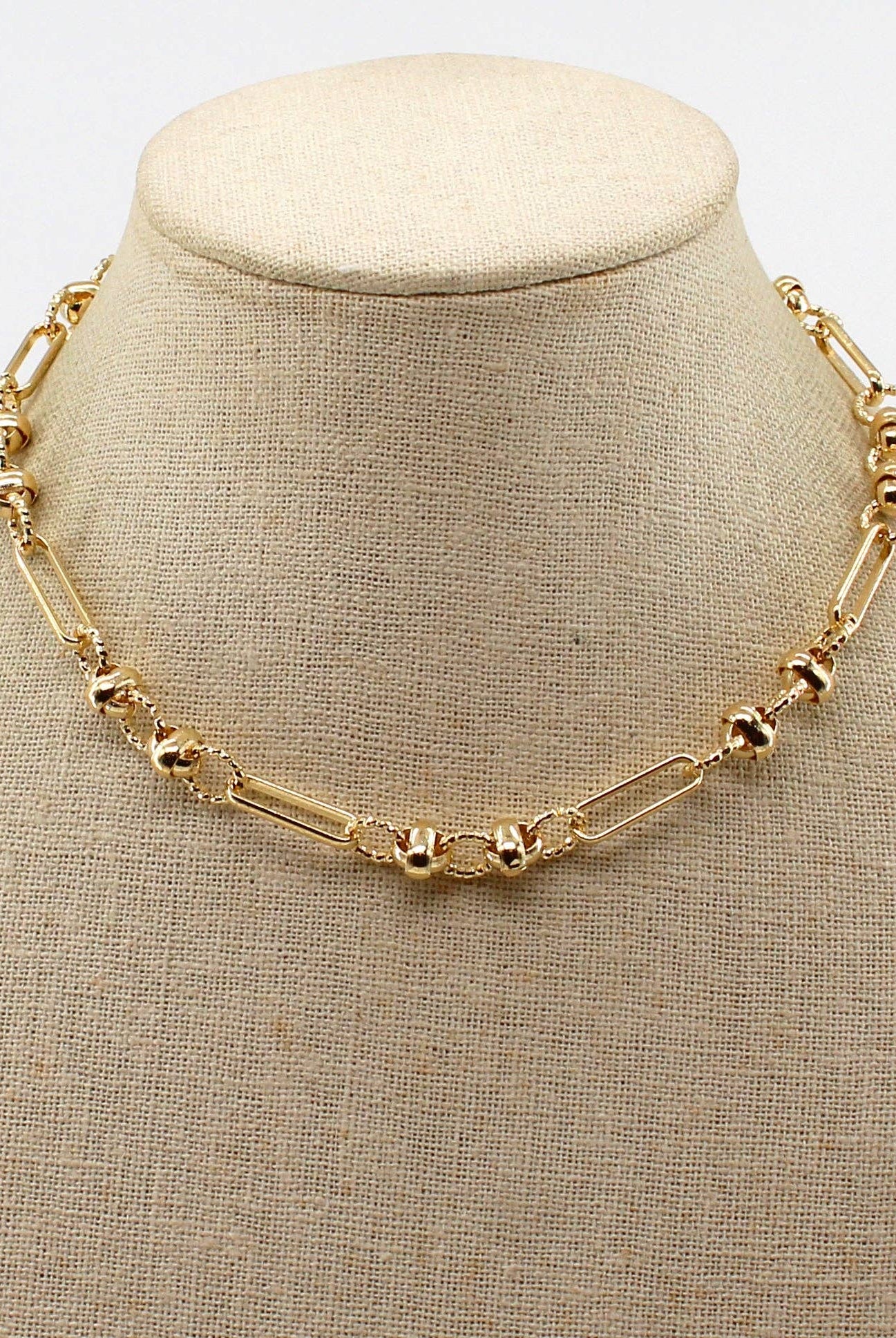 Gold Textured Multi Design Chain Necklace-Accessories-What's Hot-Three Birdies Boutique, Women's Fashion Boutique Located in Kearney, MO