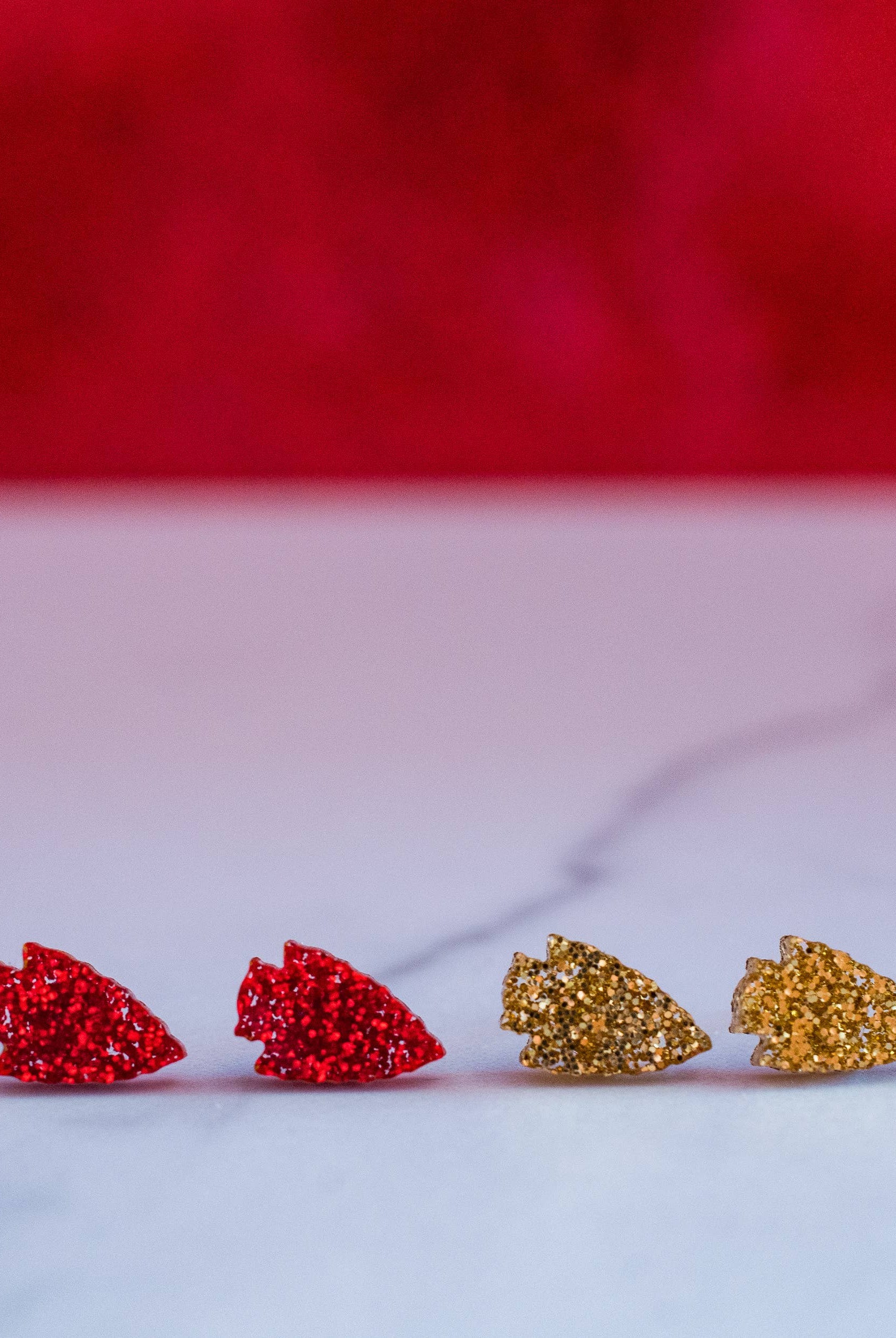 Kansas City Football Glitter Arrowhead Studs 2 pack-Jewelry-Stellar Gifts & Goods Wholesale-Three Birdies Boutique, Women's Fashion Boutique Located in Kearney, MO