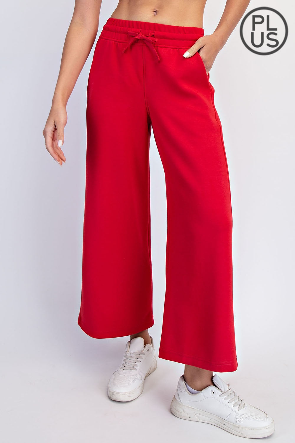 Scuba Cropped Wide Leg Pants Red-Rae Mode-Three Birdies Boutique, Women's Fashion Boutique Located in Kearney, MO