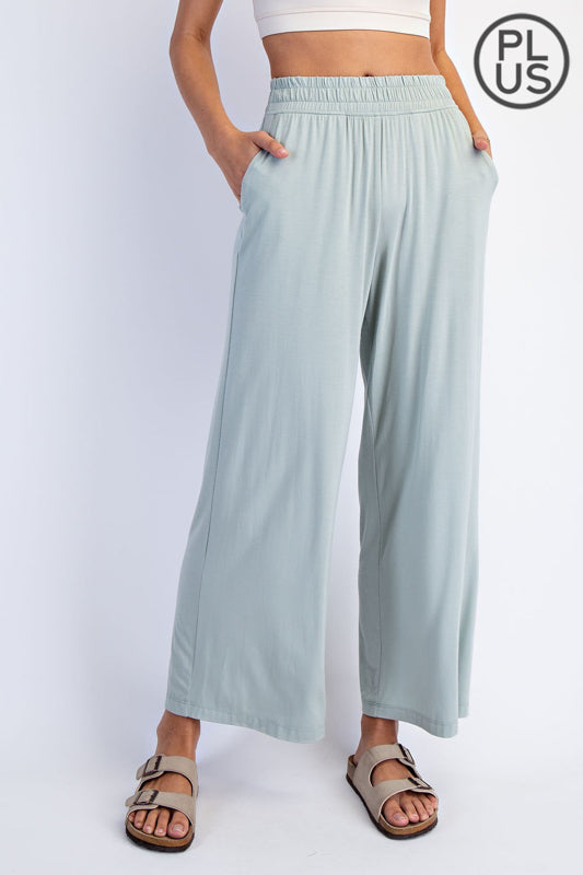 Modal Cropped Wide Leg Pants-Rae Mode-Three Birdies Boutique, Women's Fashion Boutique Located in Kearney, MO