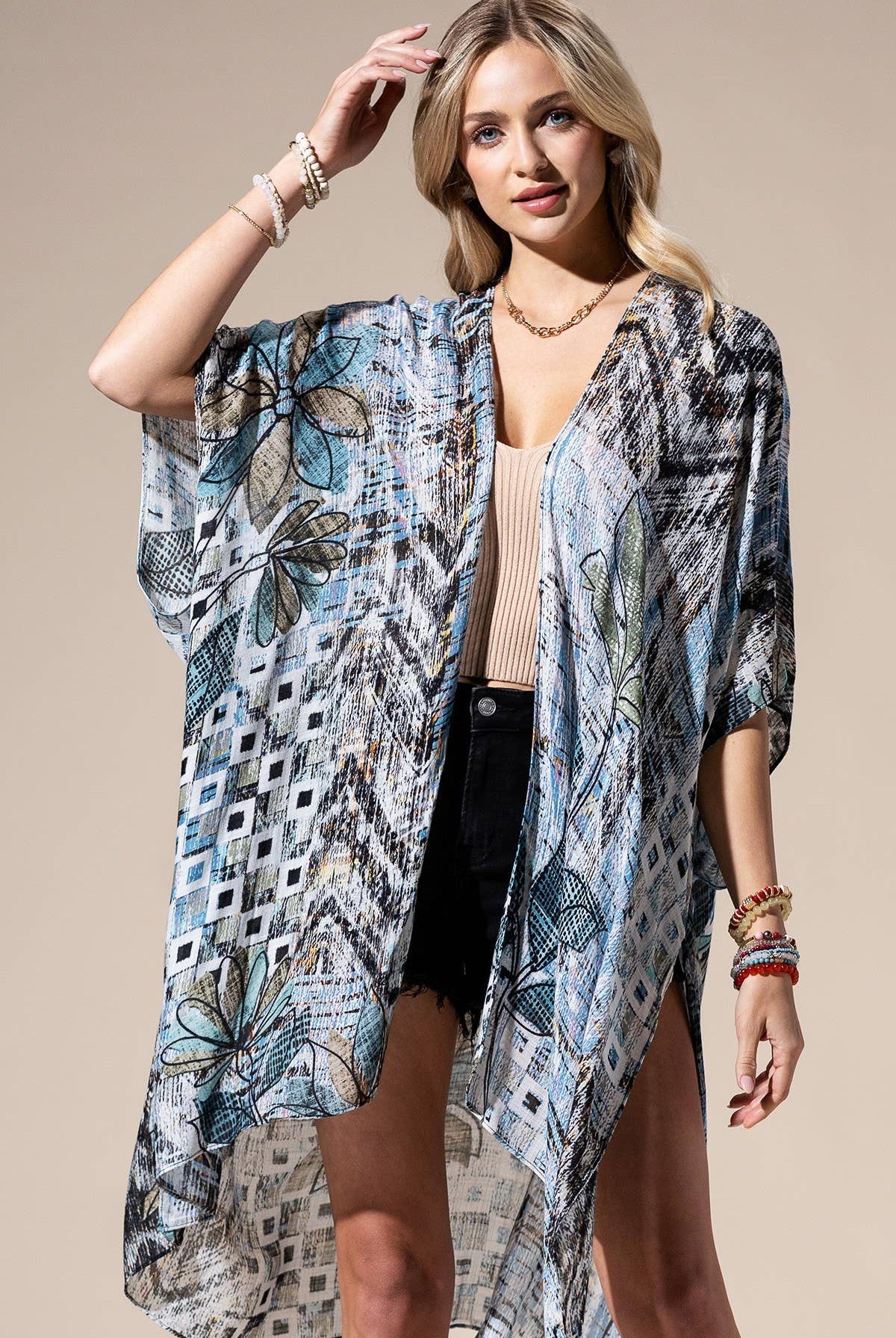 Denim Multi Kimono { product_type }}