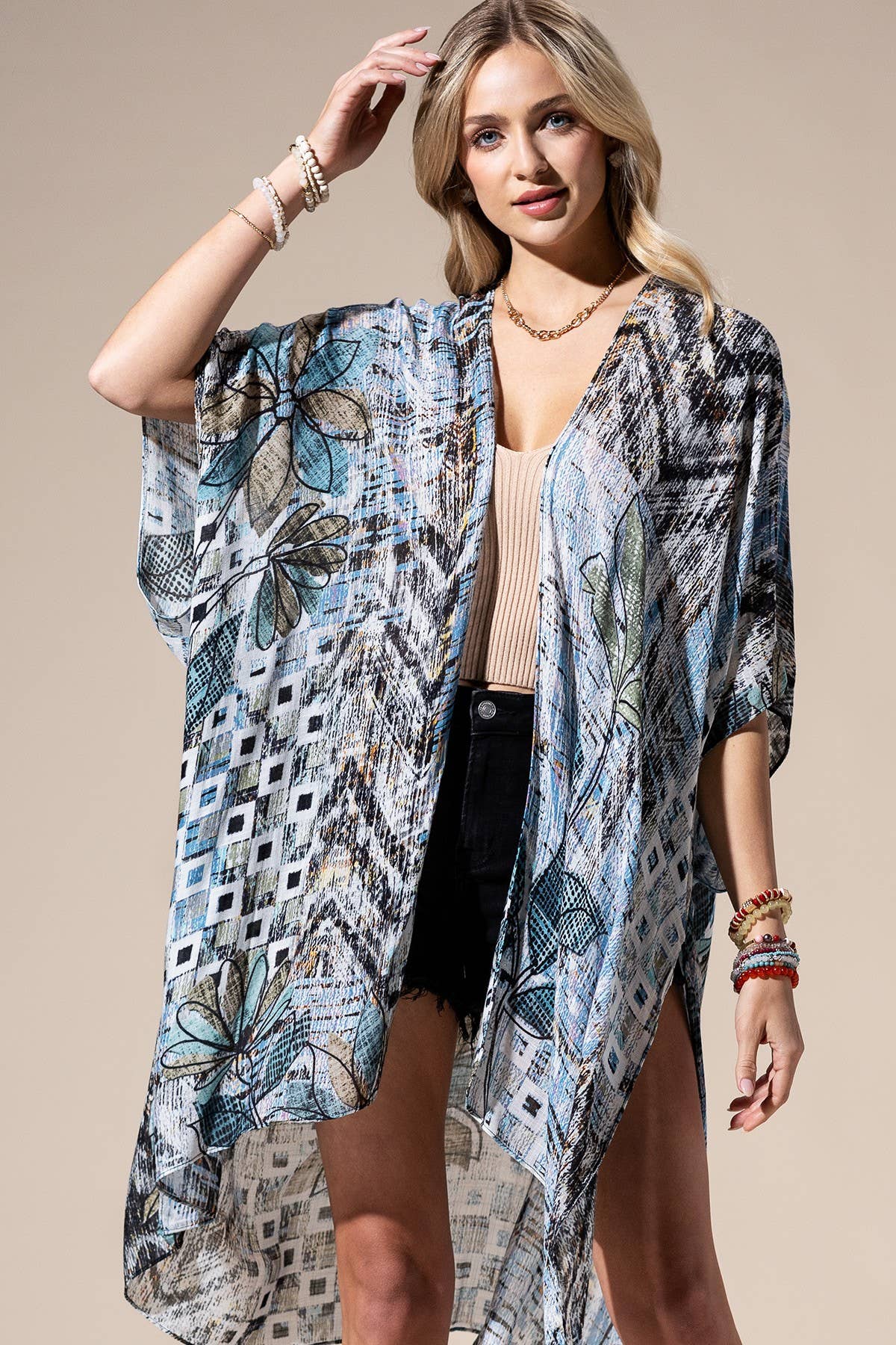 Denim Multi Kimono { product_type }}