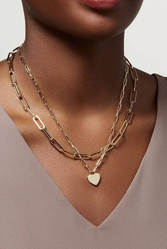 Gold Heart Layer Necklace { product_type }}