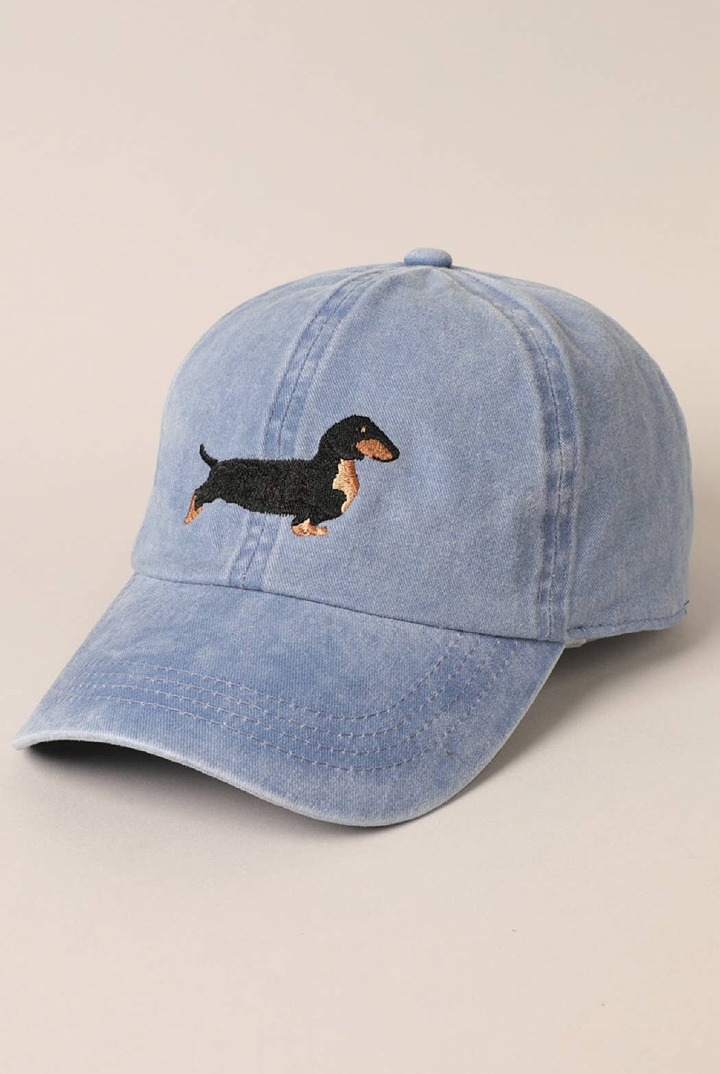 Dachshund Embroidered Baseball Dad Cap: White / One Size { product_type }}