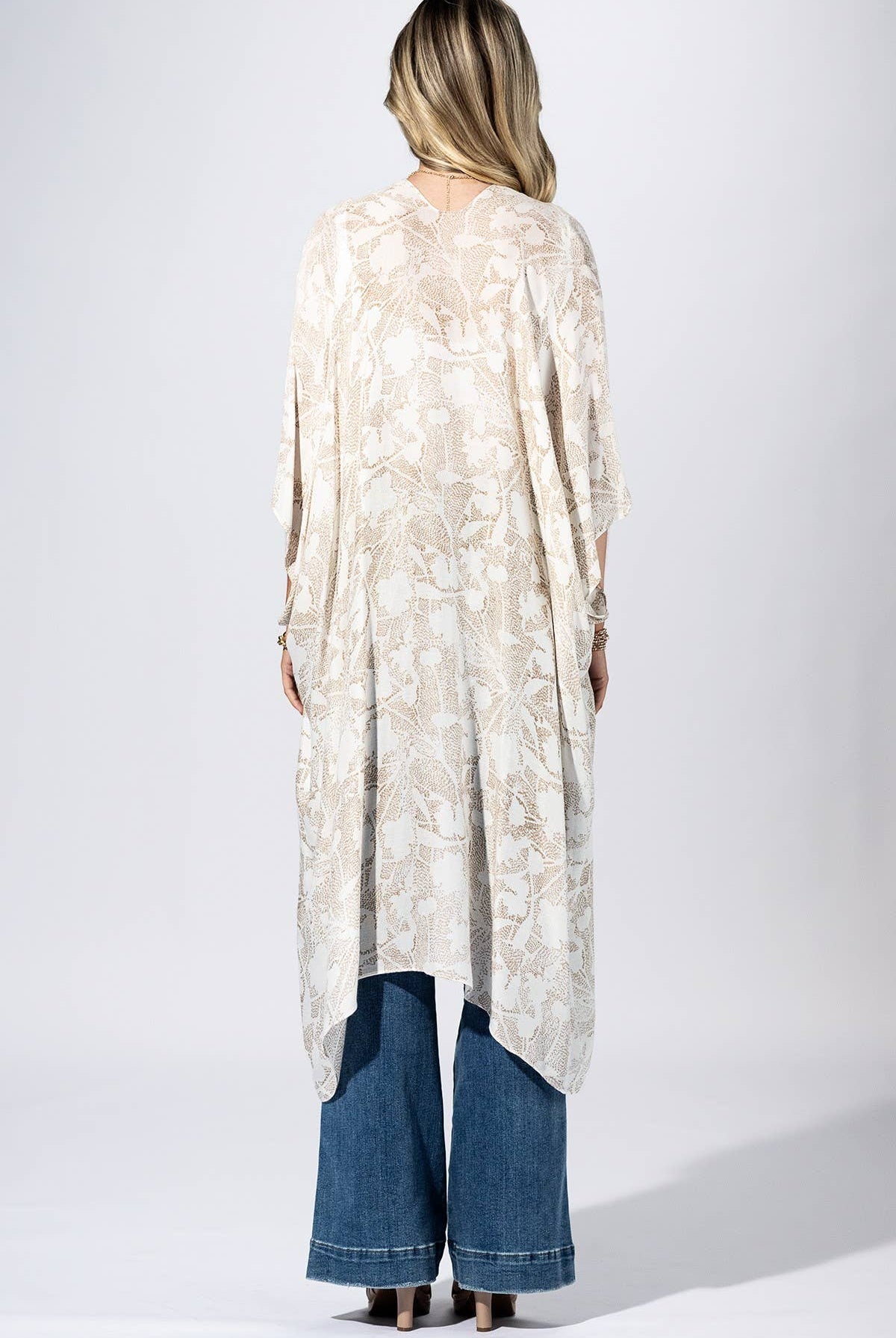 Beige Stripe Sheer Kimono { product_type }}