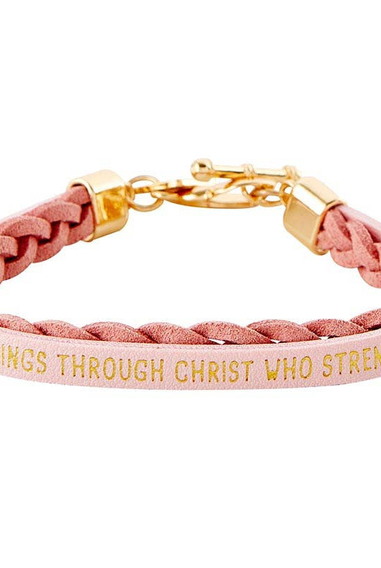 Wrapped In Love Philippians 4:13 - Pink Braided Bracelet { product_type }}
