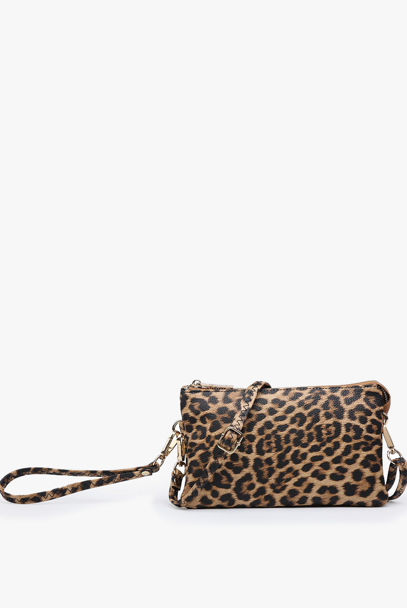 Riley Leopard Crossbody Wristlet: Leopard/Mustard { product_type }}