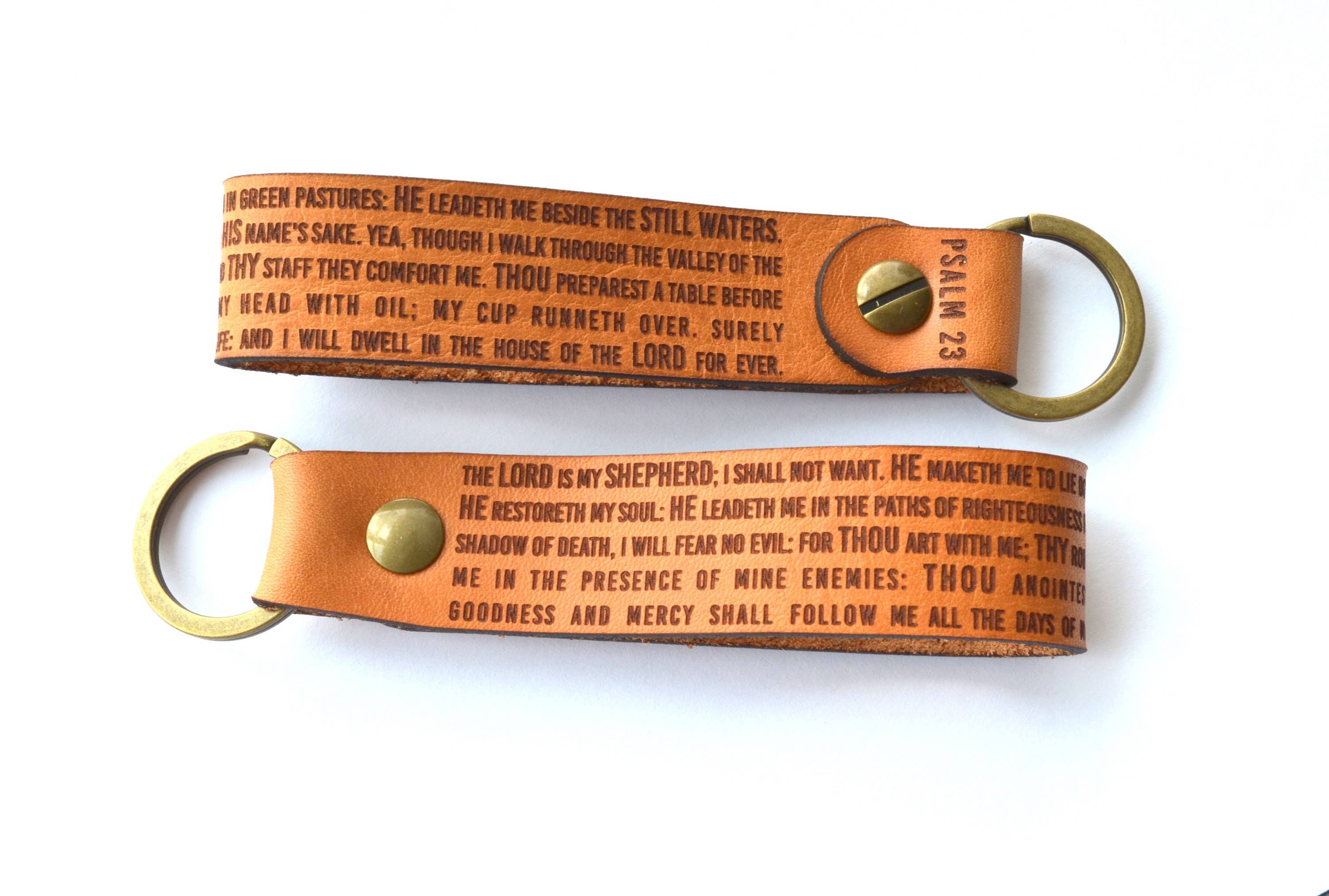 Psalms 23 Leather Keychain-New Market Farmhouse-Three Birdies Boutique, Women's Fashion Boutique Located in Kearney, MO
