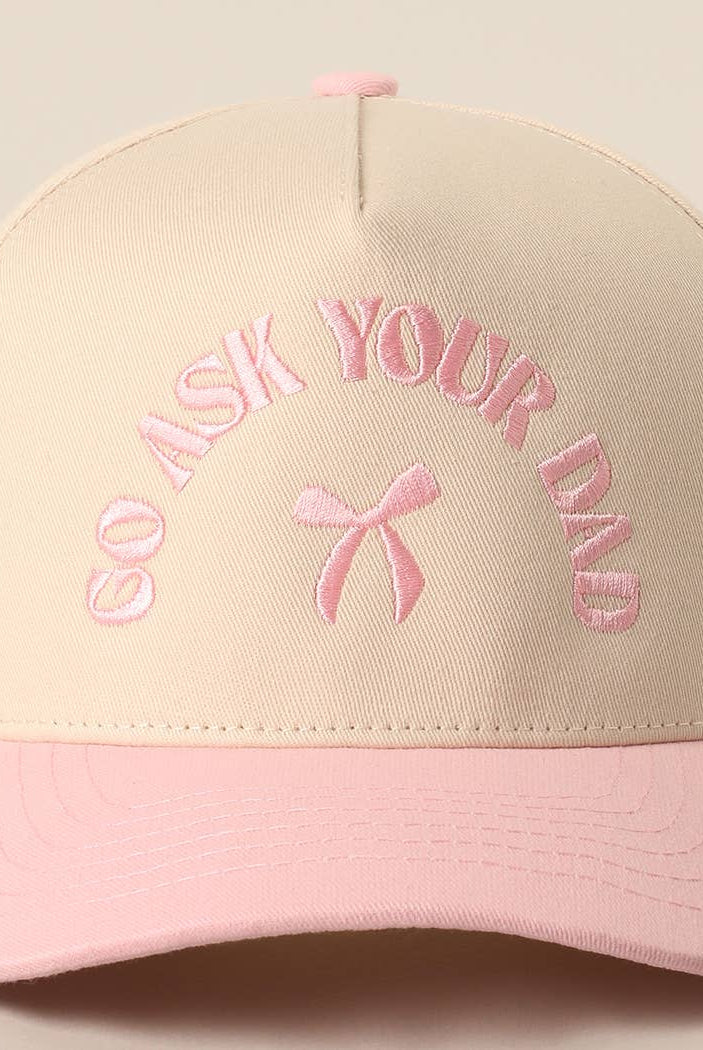 GO ASK YOUR DAD Embroidery Two-Tone Trucker Hat: HOT PINK / One Size { product_type }}