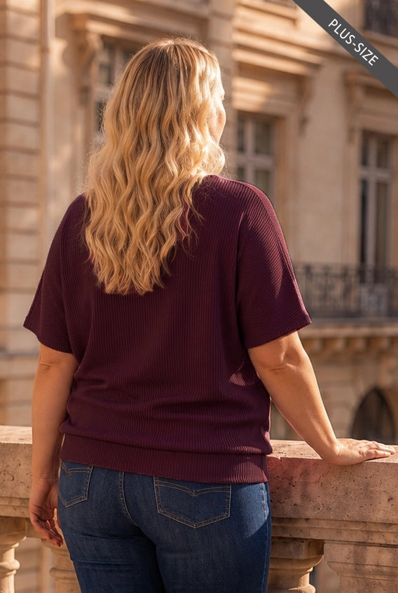Oversized Rib Ruched Top { product_type }}