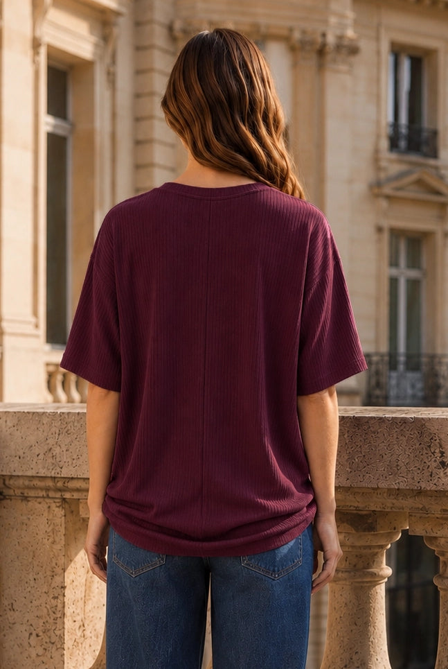 Oversized Rib Ruched Top { product_type }}