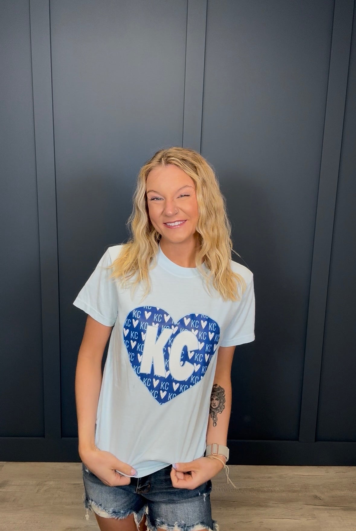 KC Heart Light Blue Tee { product_type }}