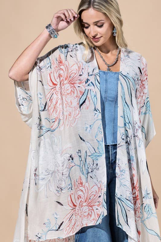 Airy Floral Kimono { product_type }}