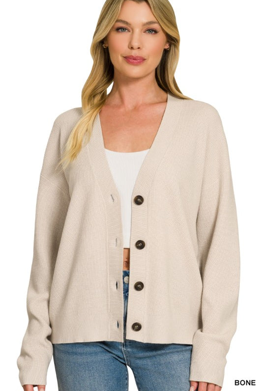 The Essential Button Front Cardigan-Cardigan-Zenana-Three Birdies Boutique, Women's Fashion Boutique Located in Kearney, MO