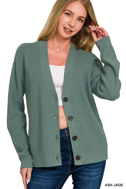 The Essential Button Front Cardigan-Cardigan-Zenana-Three Birdies Boutique, Women's Fashion Boutique Located in Kearney, MO