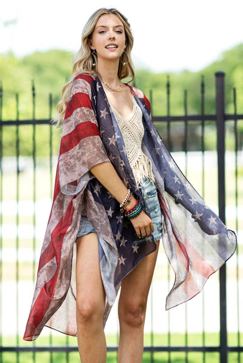 Vintage USA Print Kimono { product_type }}