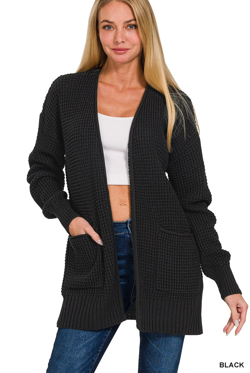 Waffle Open Cardigan Sweater { product_type }}