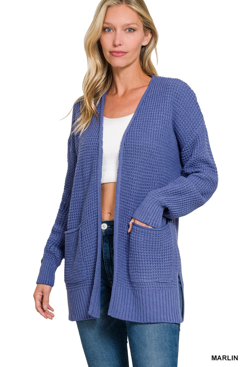 Waffle Open Cardigan Sweater { product_type }}