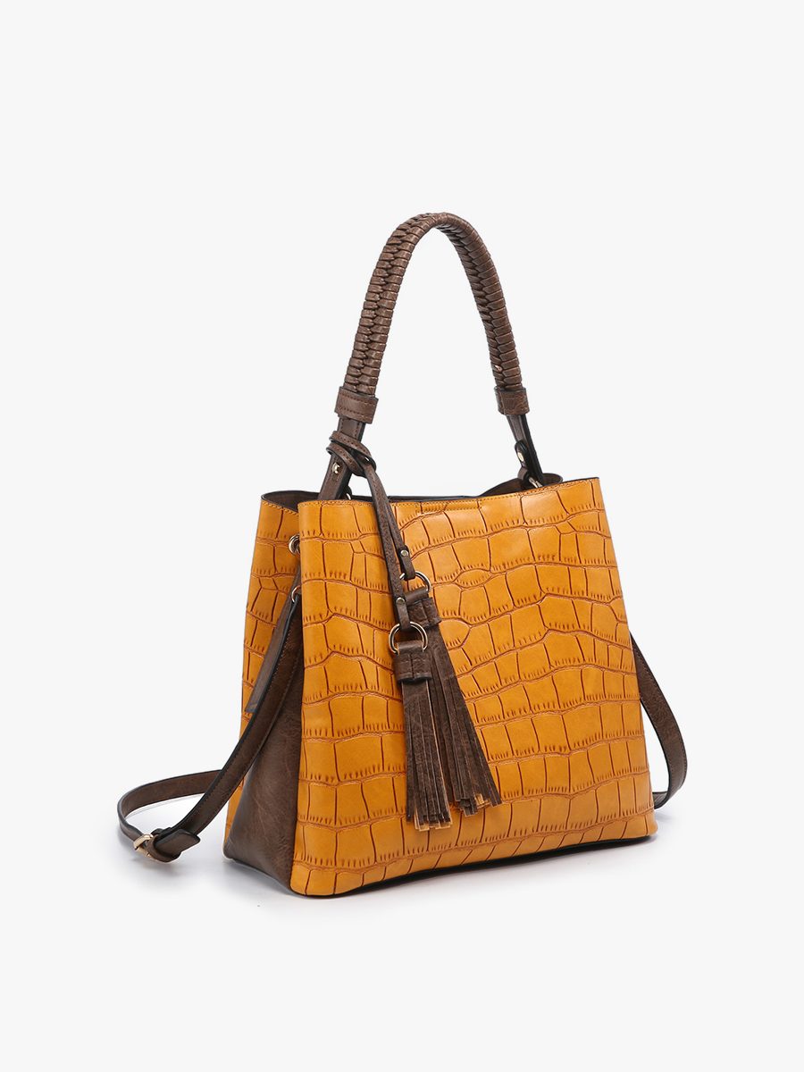 Olivia Crocodile Hobo: Mustard-Jen & Co.-Three Birdies Boutique, Women's Fashion Boutique Located in Kearney, MO