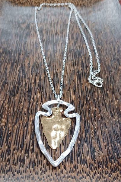 Two Tone Arrowhead: Silver-Paco Designs-Three Birdies Boutique, Women's Fashion Boutique Located in Kearney, MO