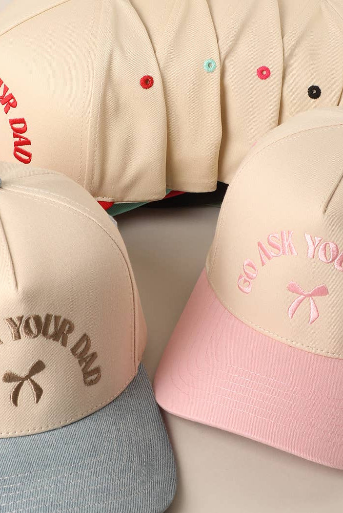 GO ASK YOUR DAD Embroidery Two-Tone Trucker Hat: HOT PINK / One Size { product_type }}