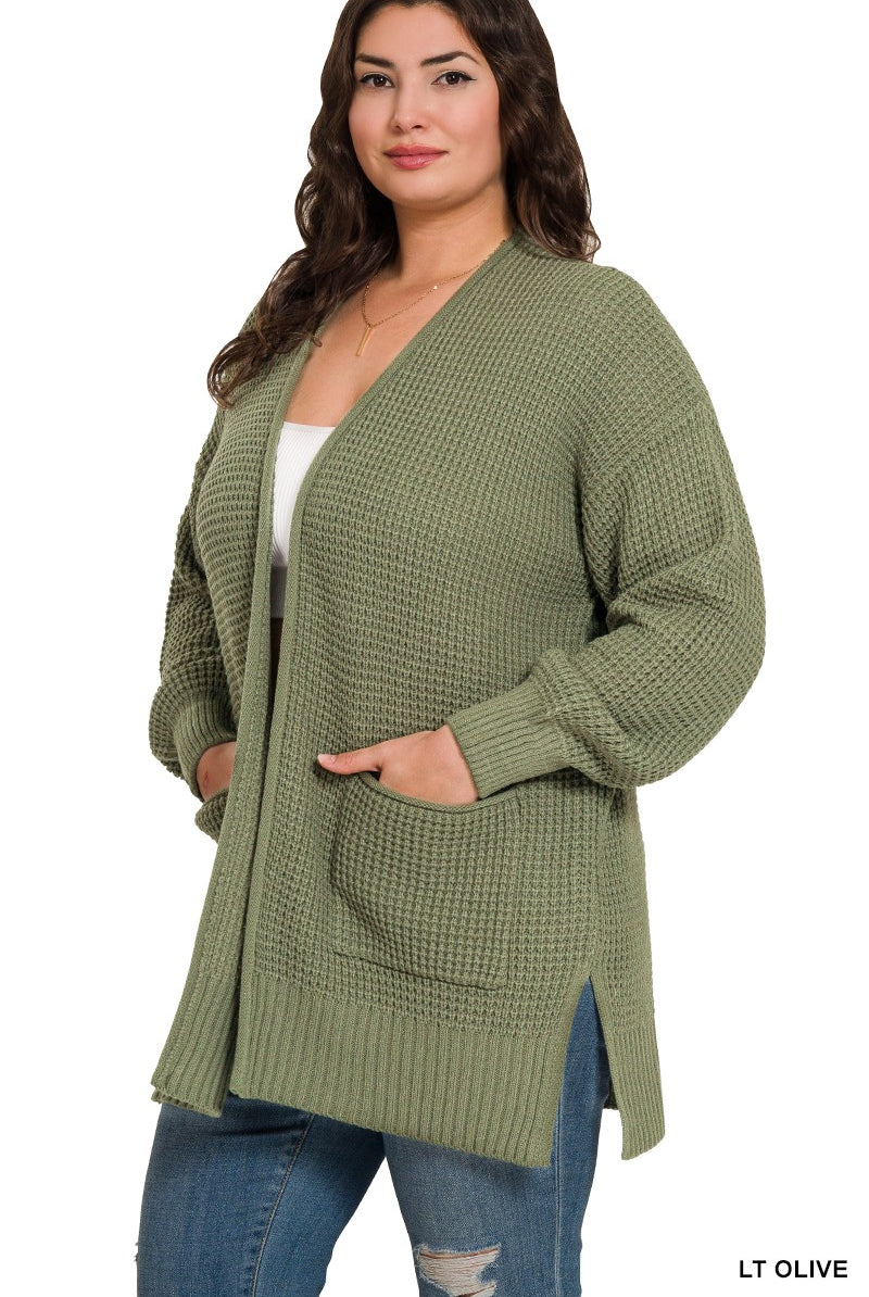 Waffle Open Cardigan Sweater { product_type }}
