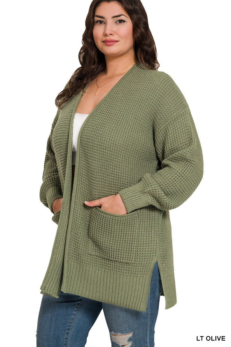Waffle Open Cardigan Sweater { product_type }}