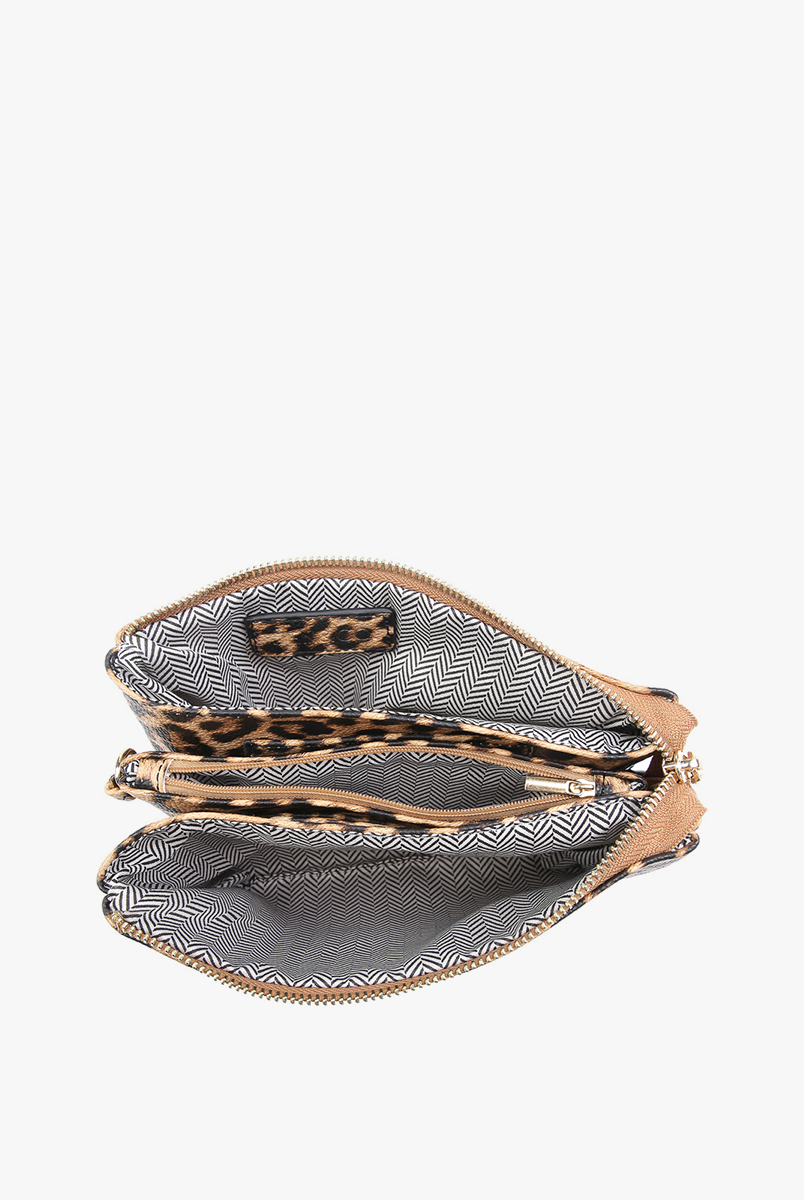Riley Leopard Crossbody Wristlet: Leopard/Mustard { product_type }}