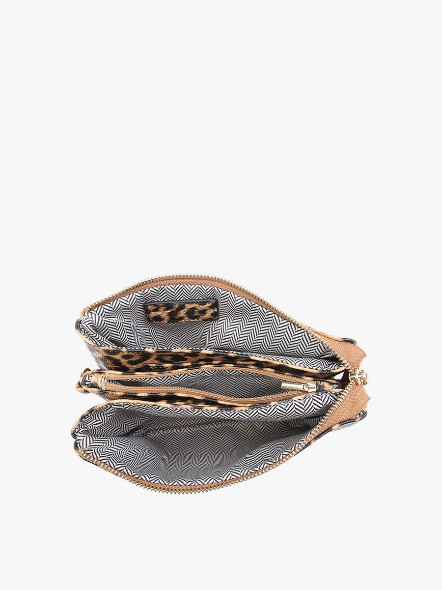 Riley Leopard Crossbody Wristlet: Leopard/Mustard { product_type }}