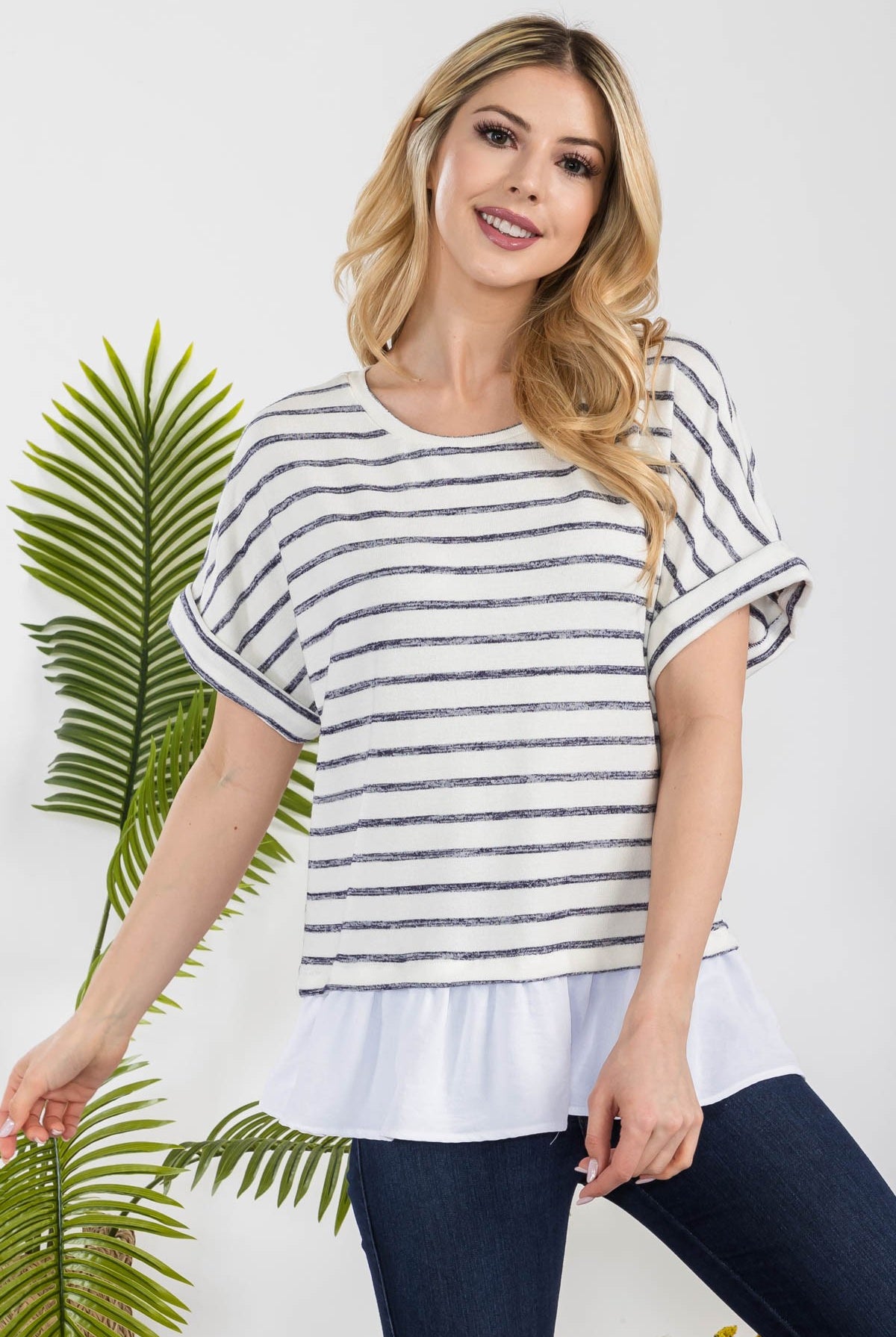 Stripe Ruffle Top { product_type }}