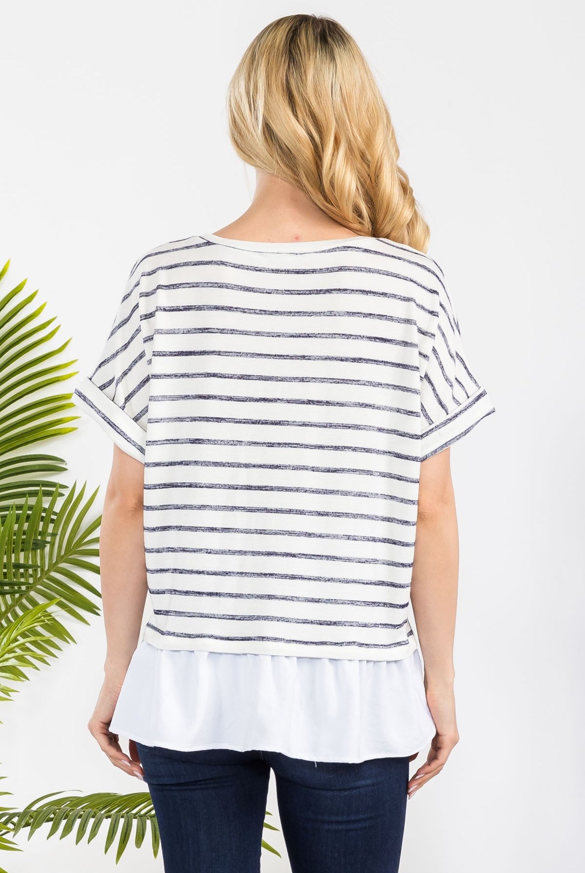 Stripe Ruffle Top { product_type }}