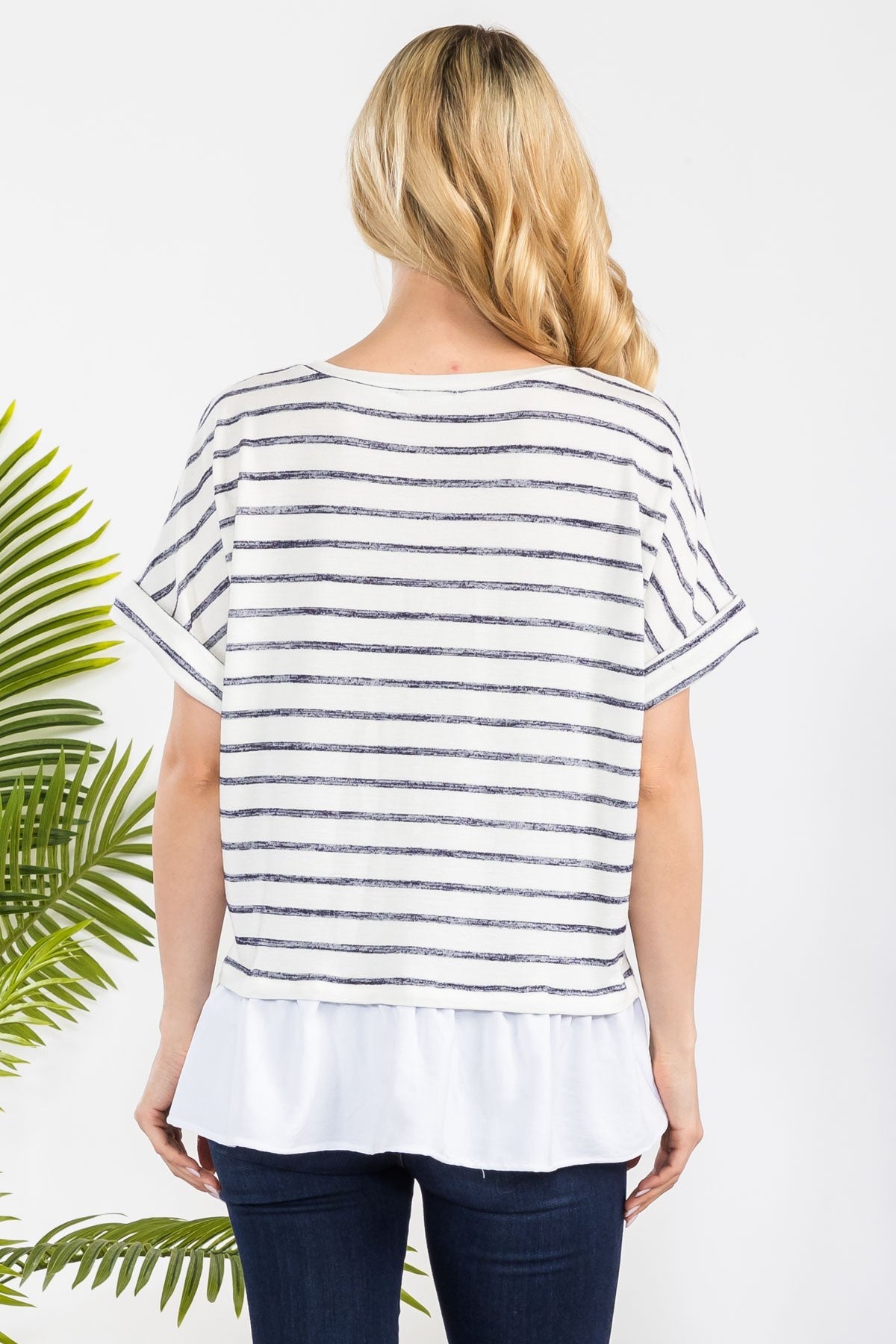Stripe Ruffle Top { product_type }}
