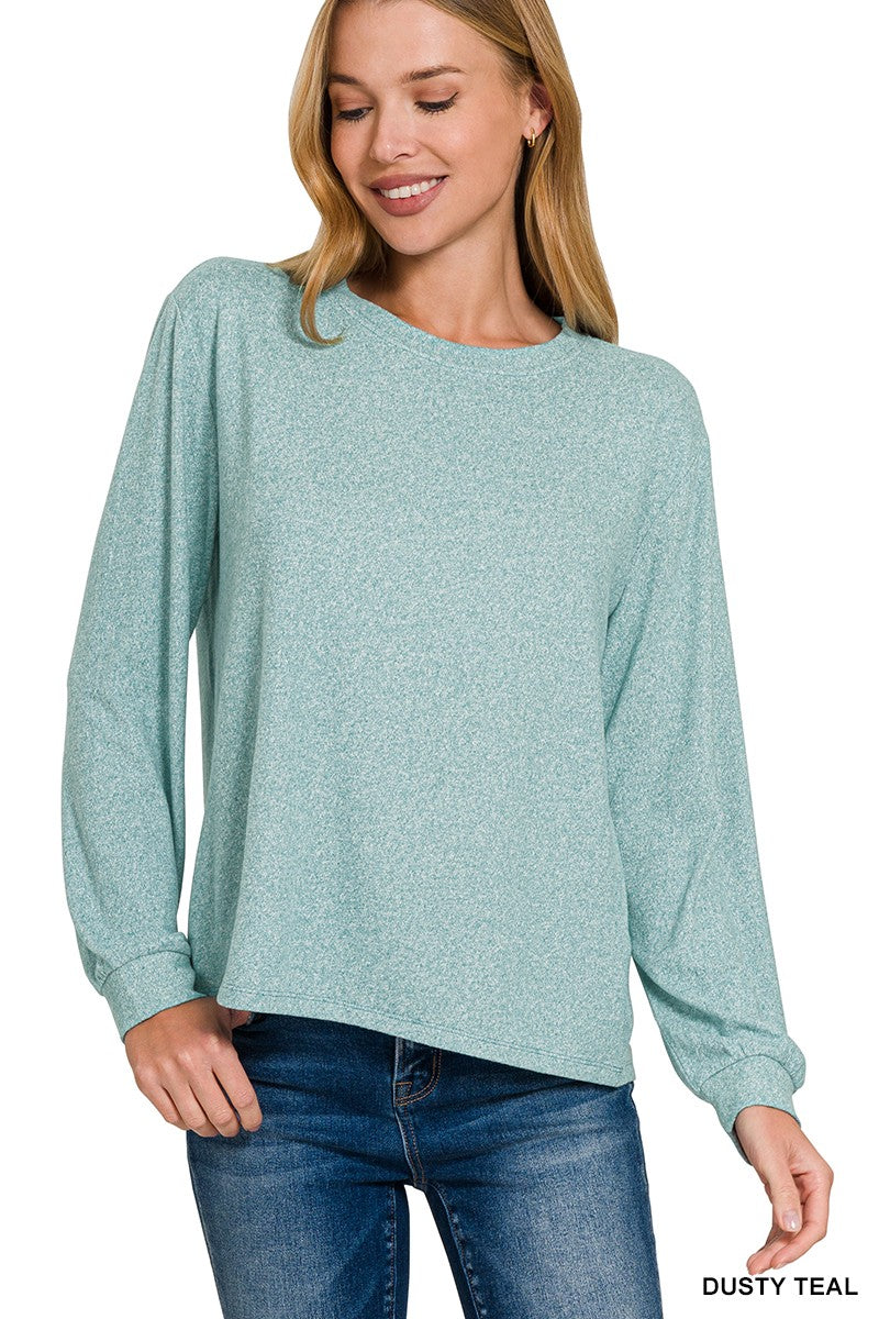 Everyday Soft Hacci Long Sleeve Top-Shirts & Tops-Zenana-Three Birdies Boutique, Women's Fashion Boutique Located in Kearney, MO