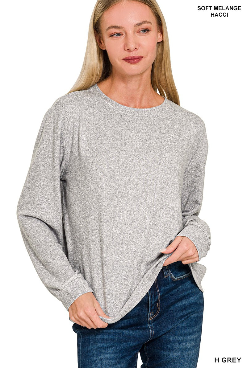 Soft Melange Boat Neck Long Sleeve { product_type }}