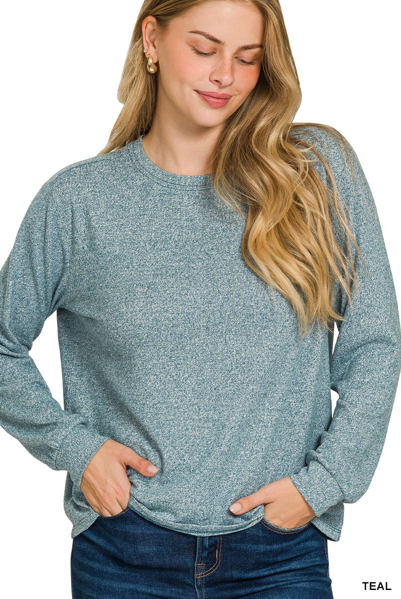 Soft Melange Boat Neck Long Sleeve { product_type }}