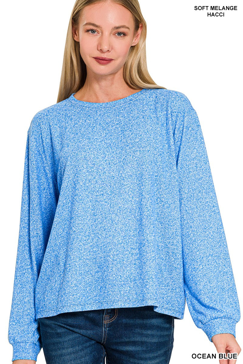 Soft Melange Boat Neck Long Sleeve { product_type }}