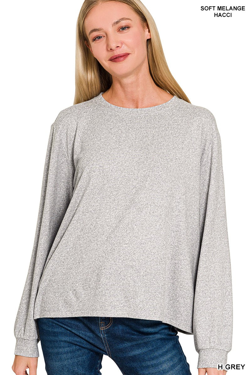 Soft Melange Boat Neck Long Sleeve { product_type }}