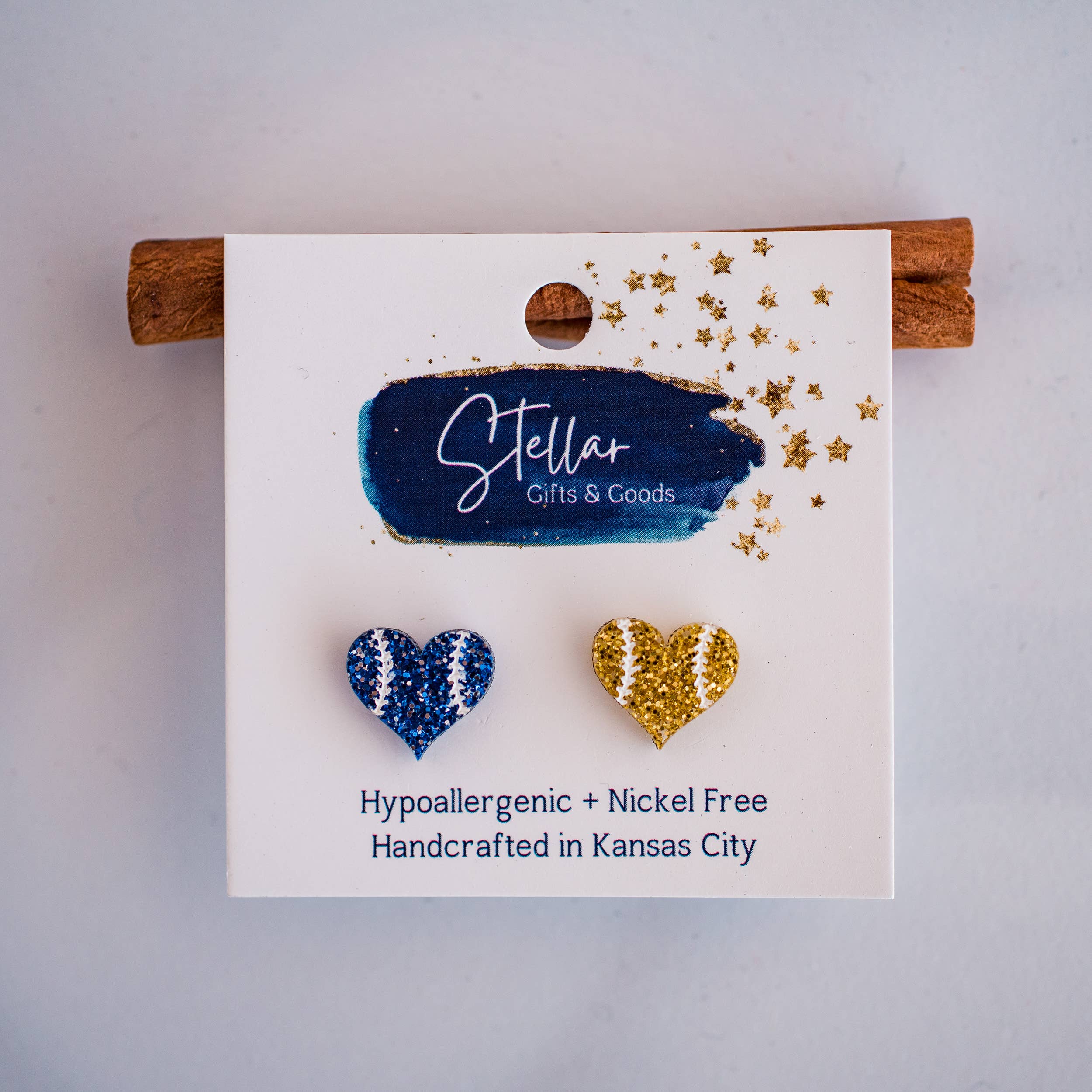 KC Baseball Heart Studs { product_type }}