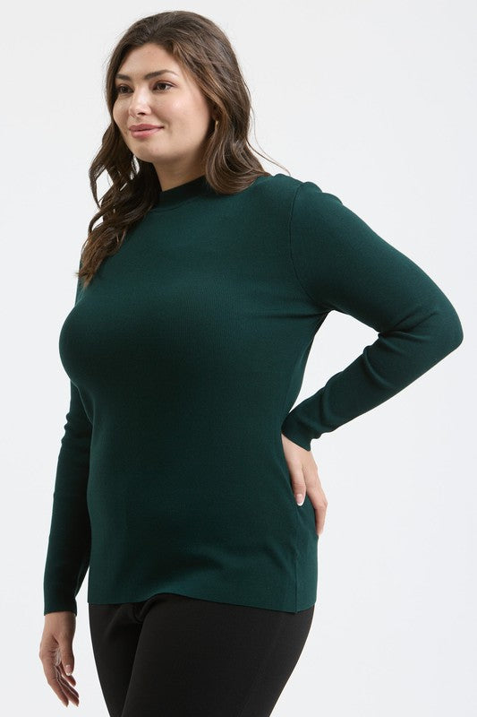 Mock Neck Long Sleeve Sweater Knit Top { product_type }}