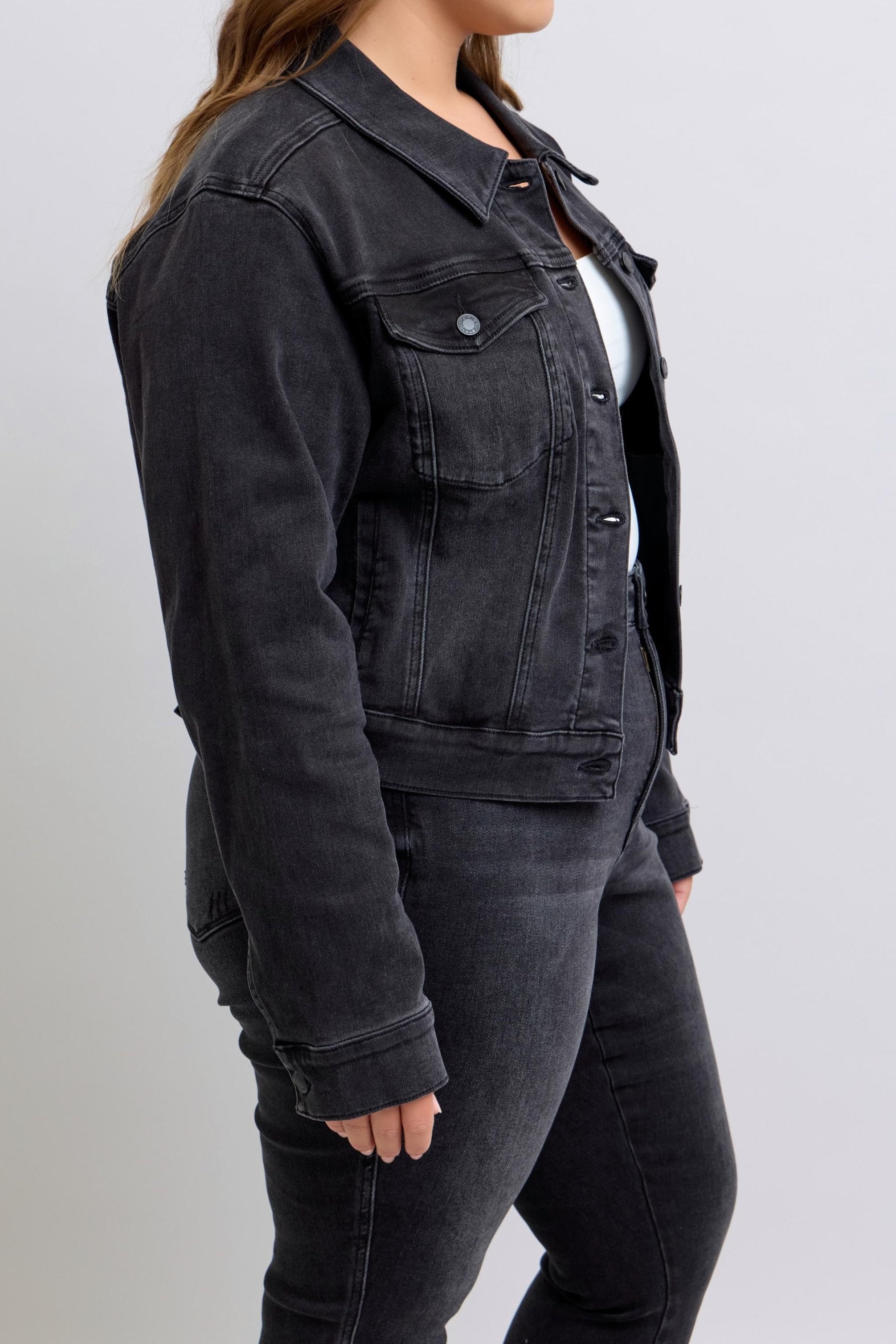 Judy Blue Mid Length Dark Jacket