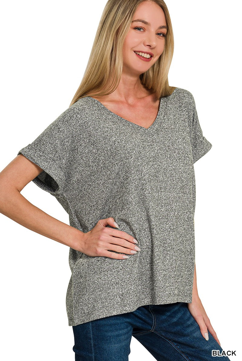 Soft Melange V-Neck Tee { product_type }}