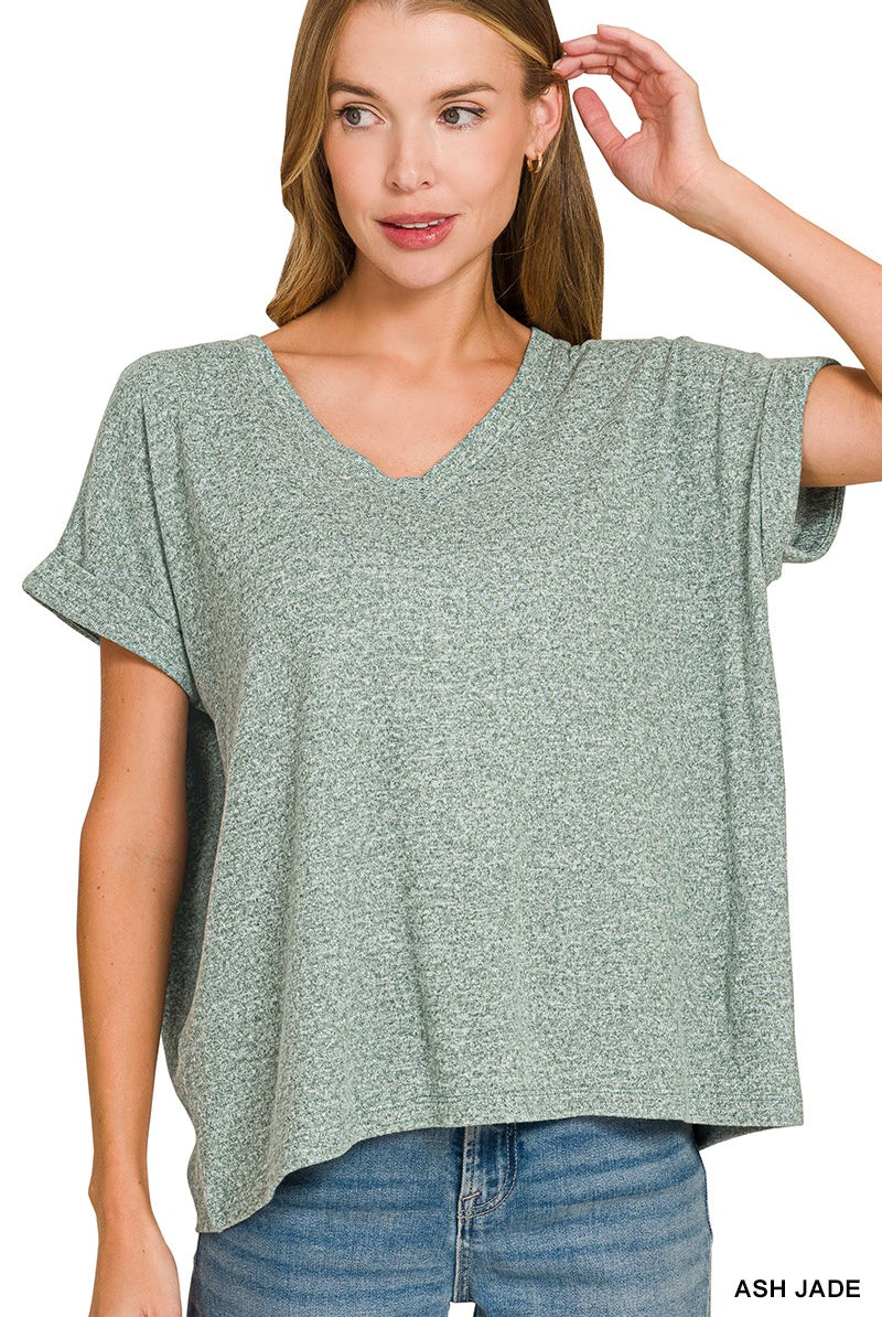 Soft Melange V-Neck Tee { product_type }}