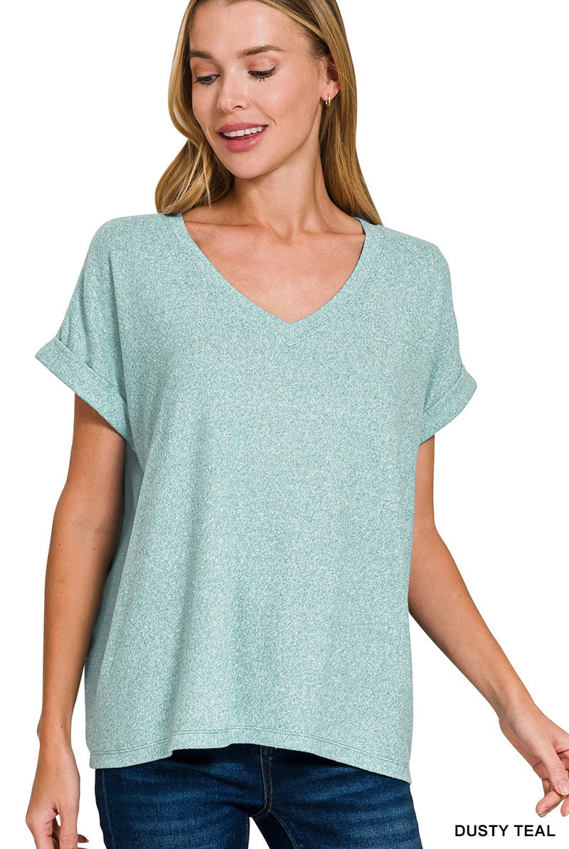 Soft Melange V-Neck Tee { product_type }}