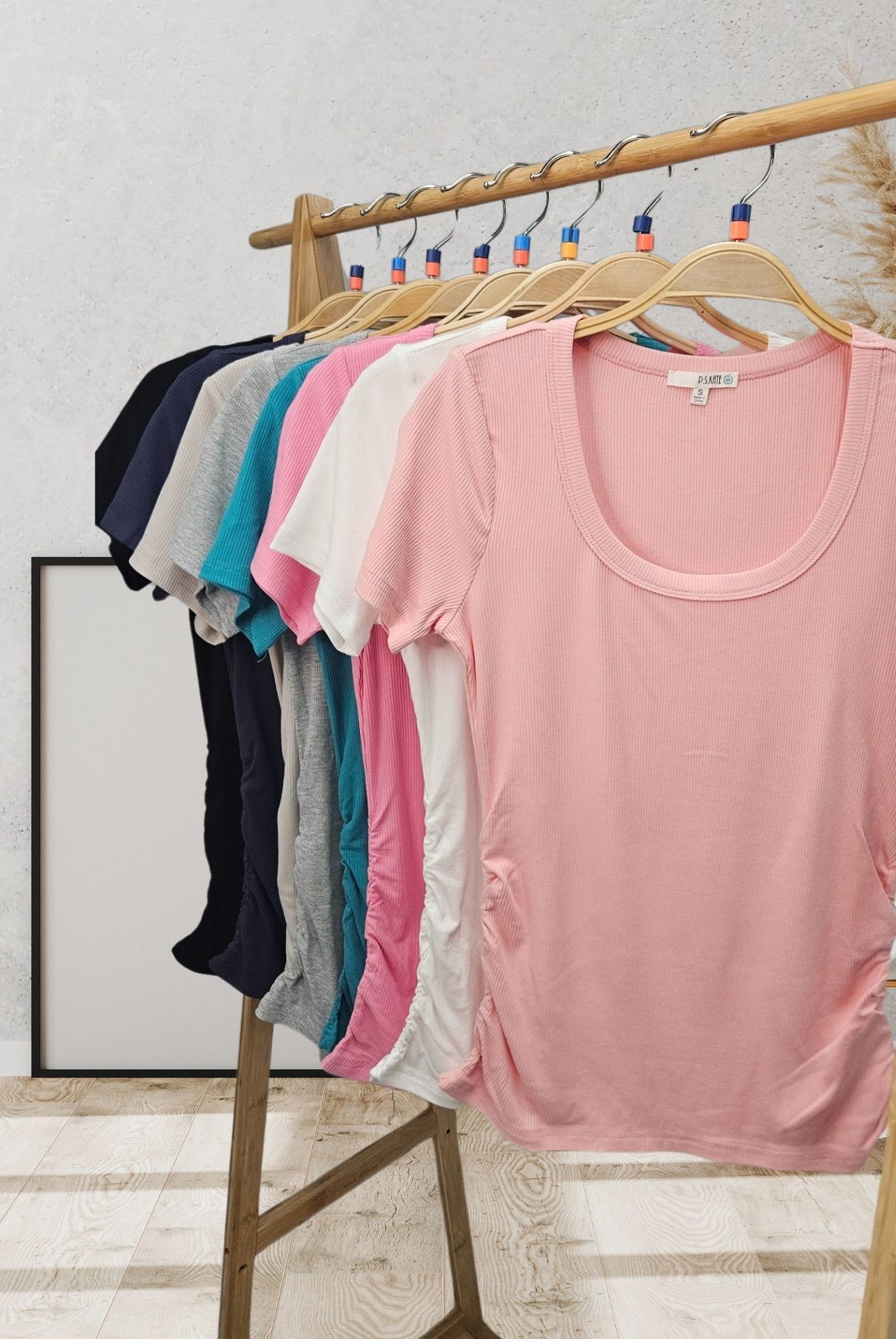 Solid Rib Scoop Neck Top-Shirts & Tops-P.S. Kate-Three Birdies Boutique, Women's Fashion Boutique Located in Kearney, MO