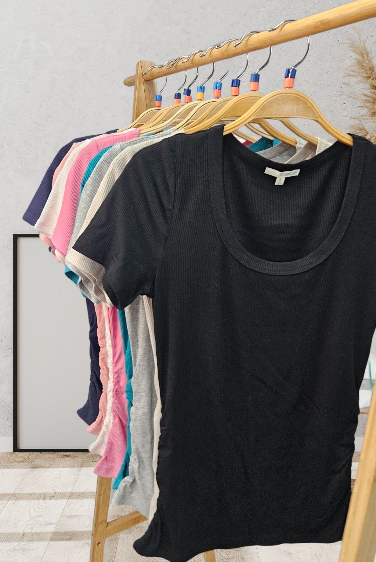 Solid Rib Scoop Neck Top-Shirts & Tops-P.S. Kate-Three Birdies Boutique, Women's Fashion Boutique Located in Kearney, MO