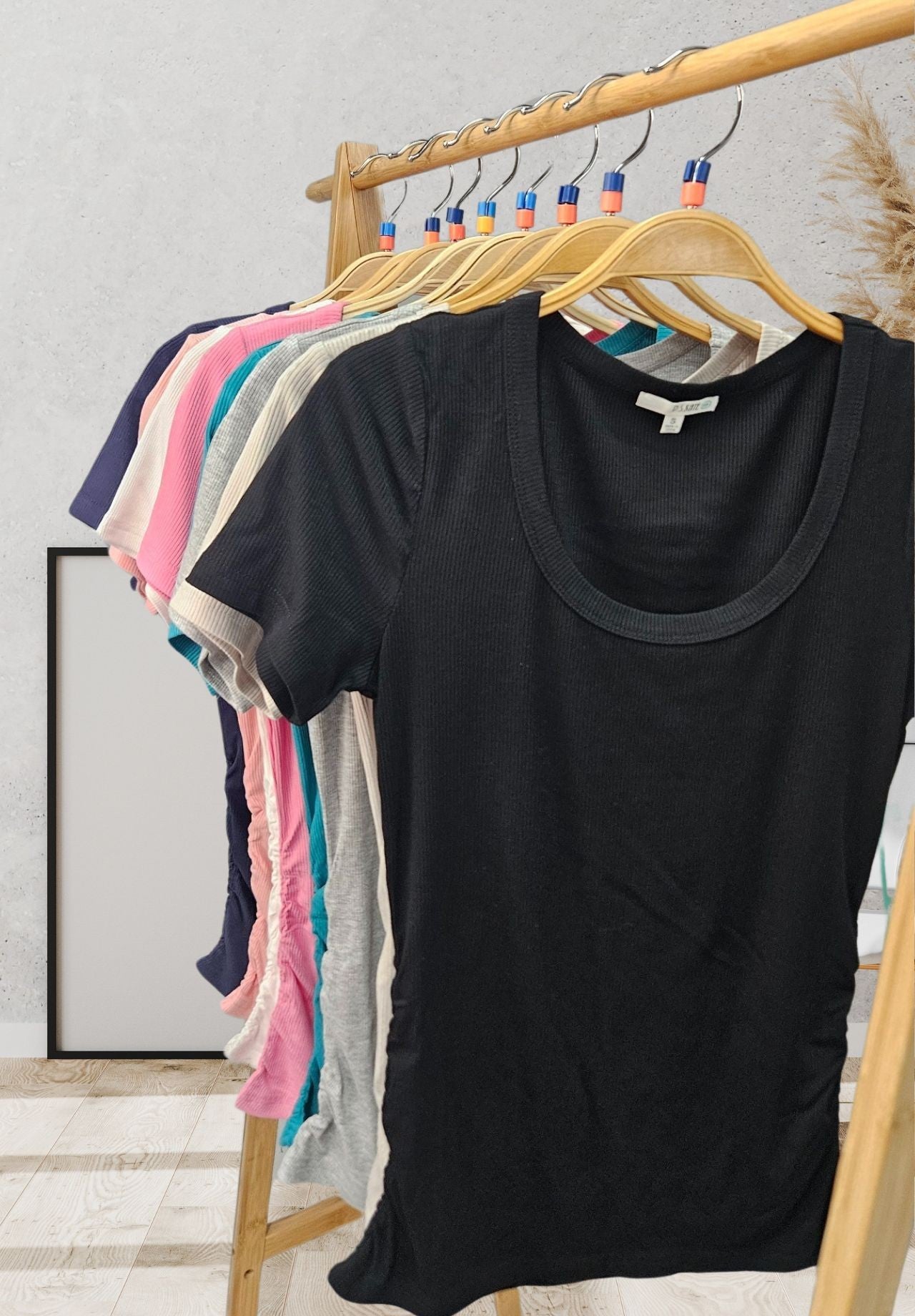 Solid Rib Scoop Neck Top-Shirts & Tops-P.S. Kate-Three Birdies Boutique, Women's Fashion Boutique Located in Kearney, MO