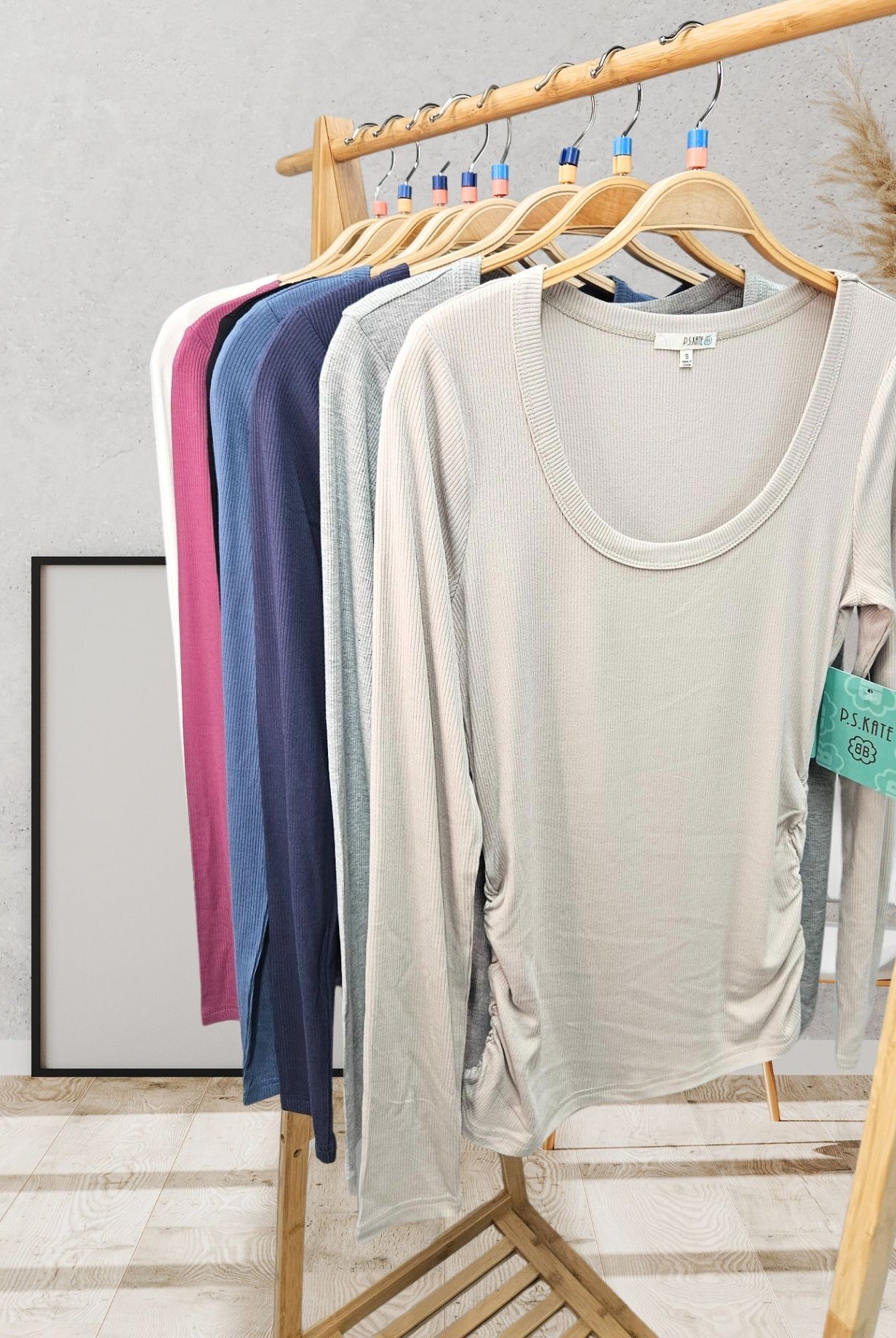 Solid Rib Long Sleeve Top { product_type }}