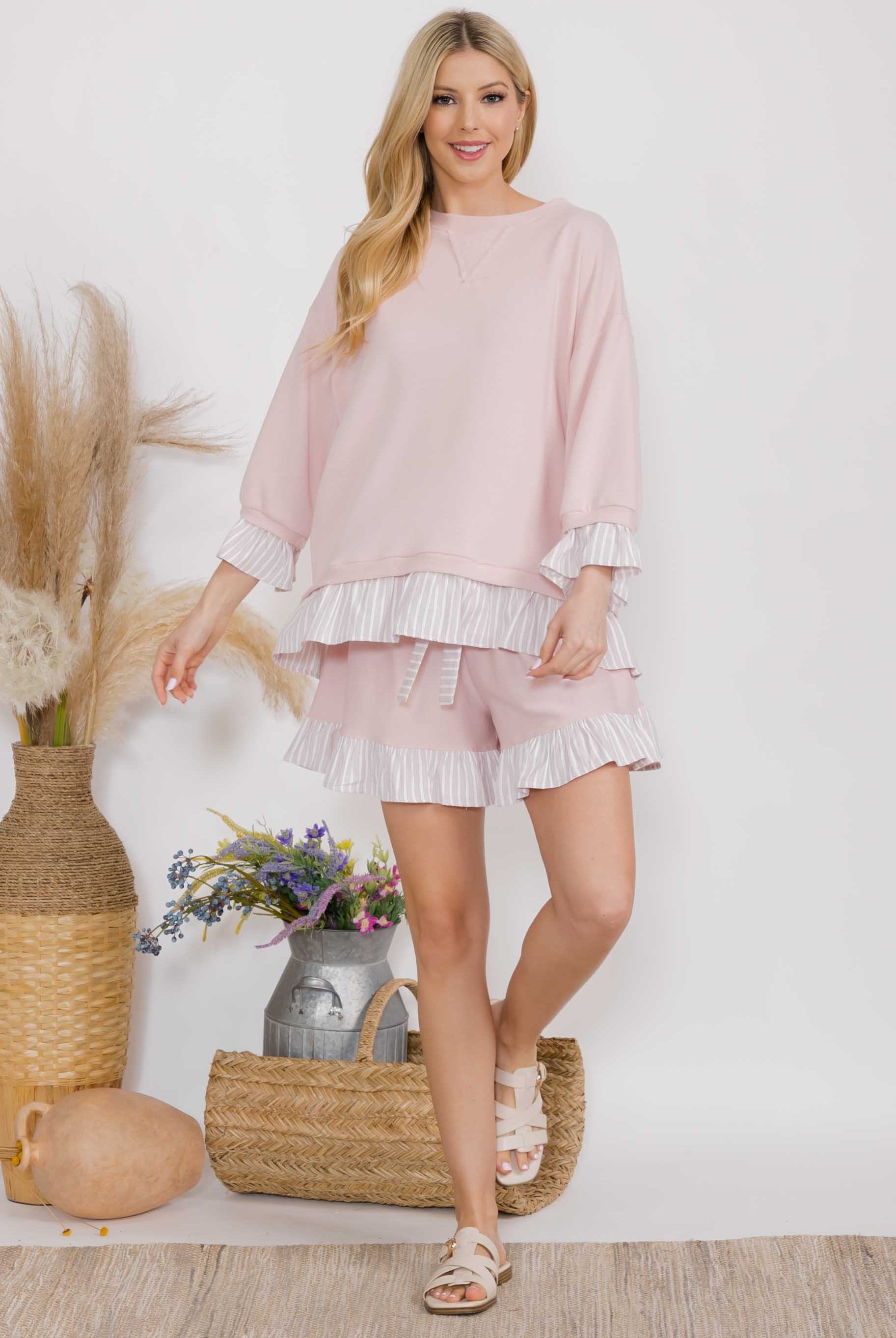 Ruffle Contrast Top { product_type }}