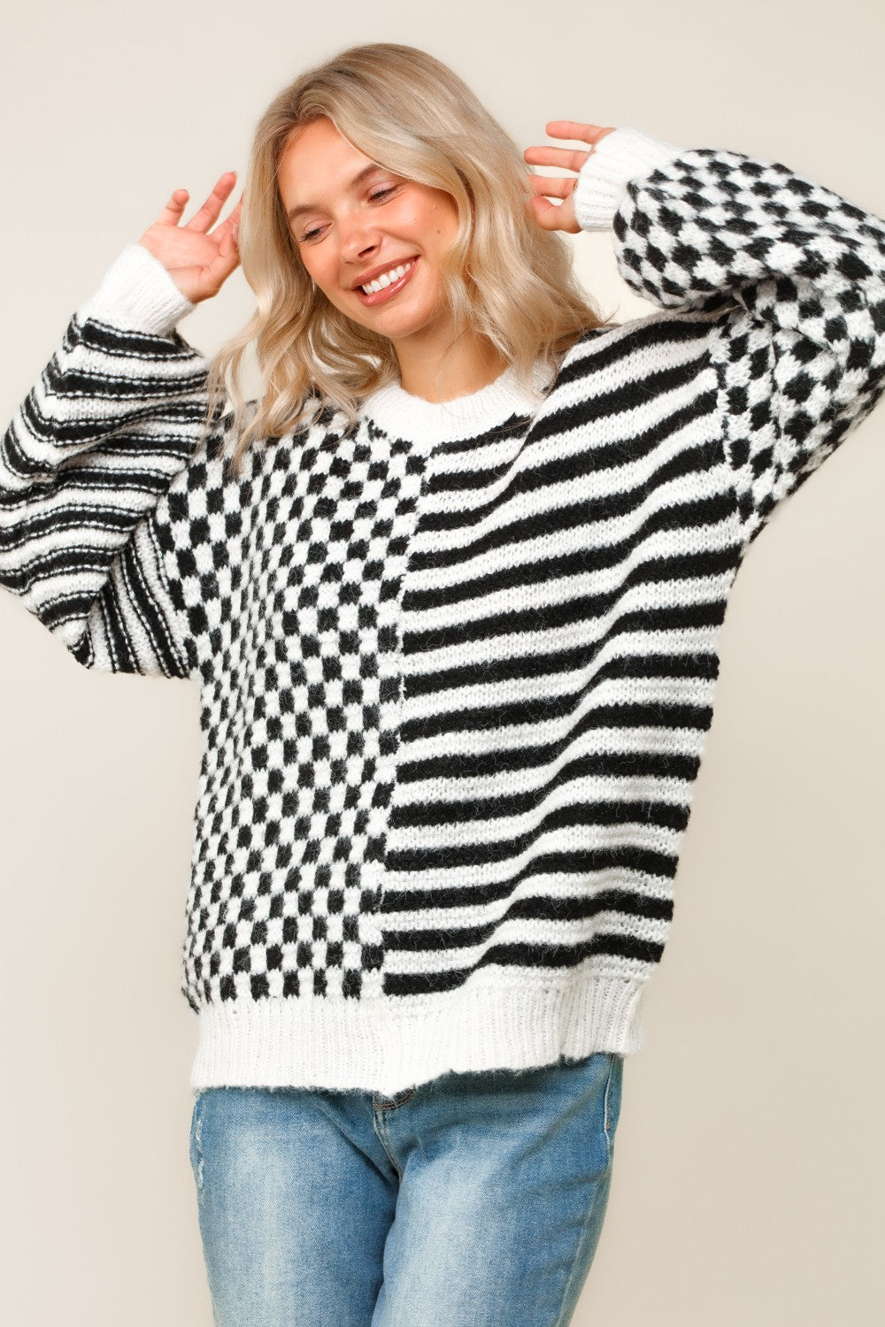 Checker Stripe Sweater { product_type }}