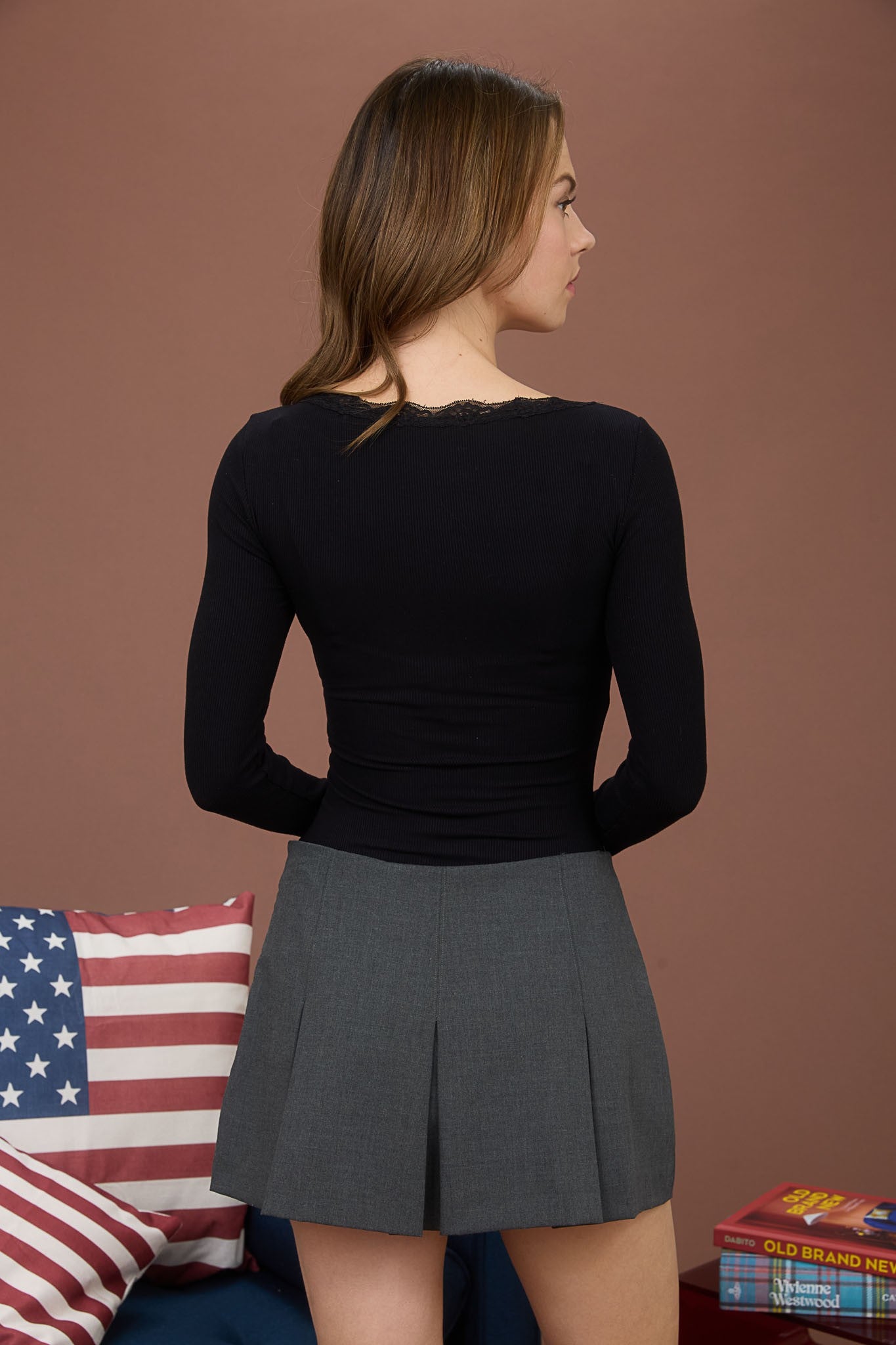 Lace Trim Long Sleeve Top { product_type }}